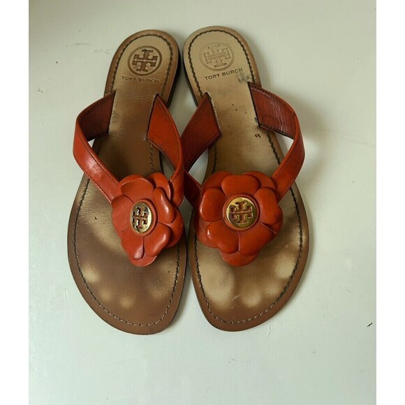 Tory Burch Breely Orange Thong Sandals - Picture 1 of 8